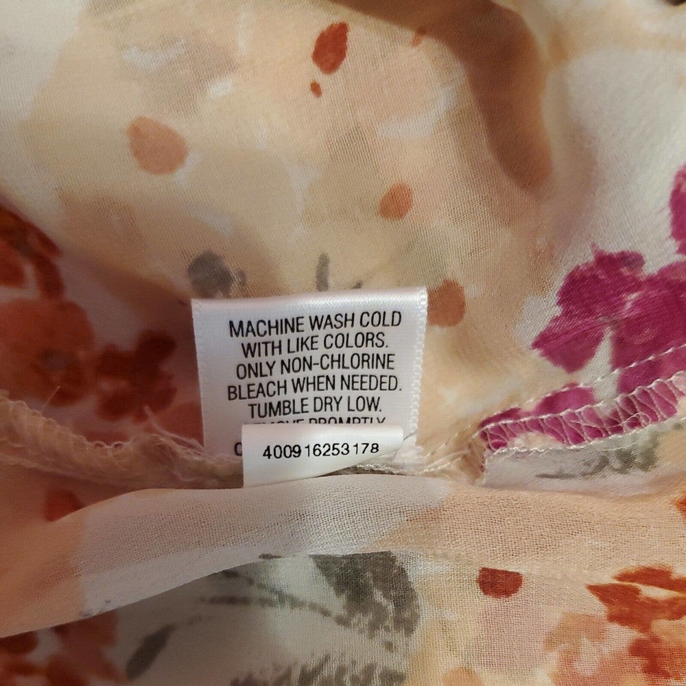 Elle Women's Maxi Dress Size XS Peach Floral Thin Strap Smock V-neck Lined - Picture 9 of 10
